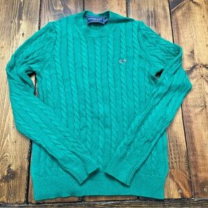 Vineyard Vines Green Cable Knit Sweater